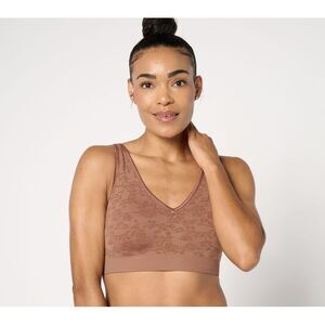 Maya J Women's Bra Sz 44D Breezies Seamless Floral Jacquard Brown A648378